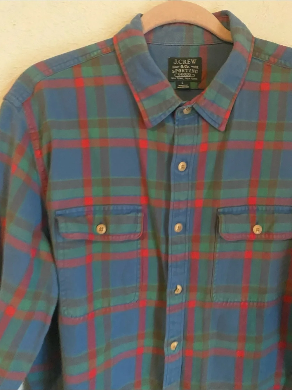 J.Crew Retro Sporting Goods Trade & Co Plaid Button Down Fisherman Shirt L